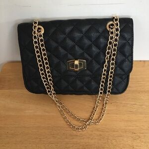Express Black Purse Adjustable Shoulder Bag Gold Chain